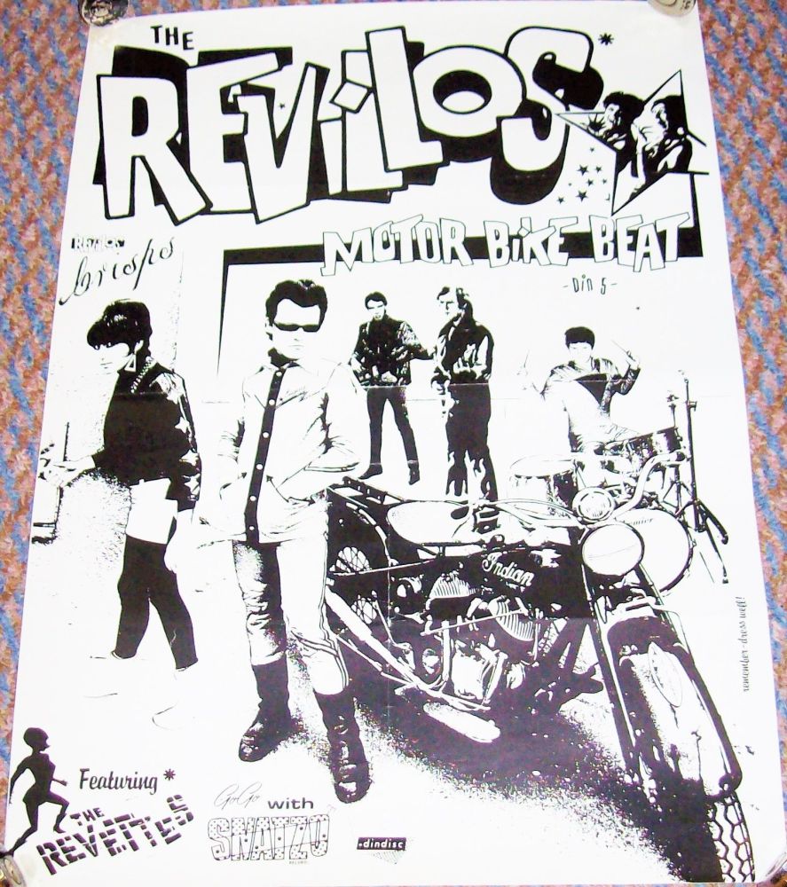 THE REVILLOS STUNNING RECORD COMPANY PROMO POSTER 'MOTORBIKE BEAT' SINGLE 1