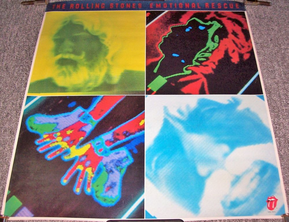 THE ROLLING STONES UK RECORD COMPANY PROMO POSTER 'EMOTIONAL RESCUE' ALBUM 