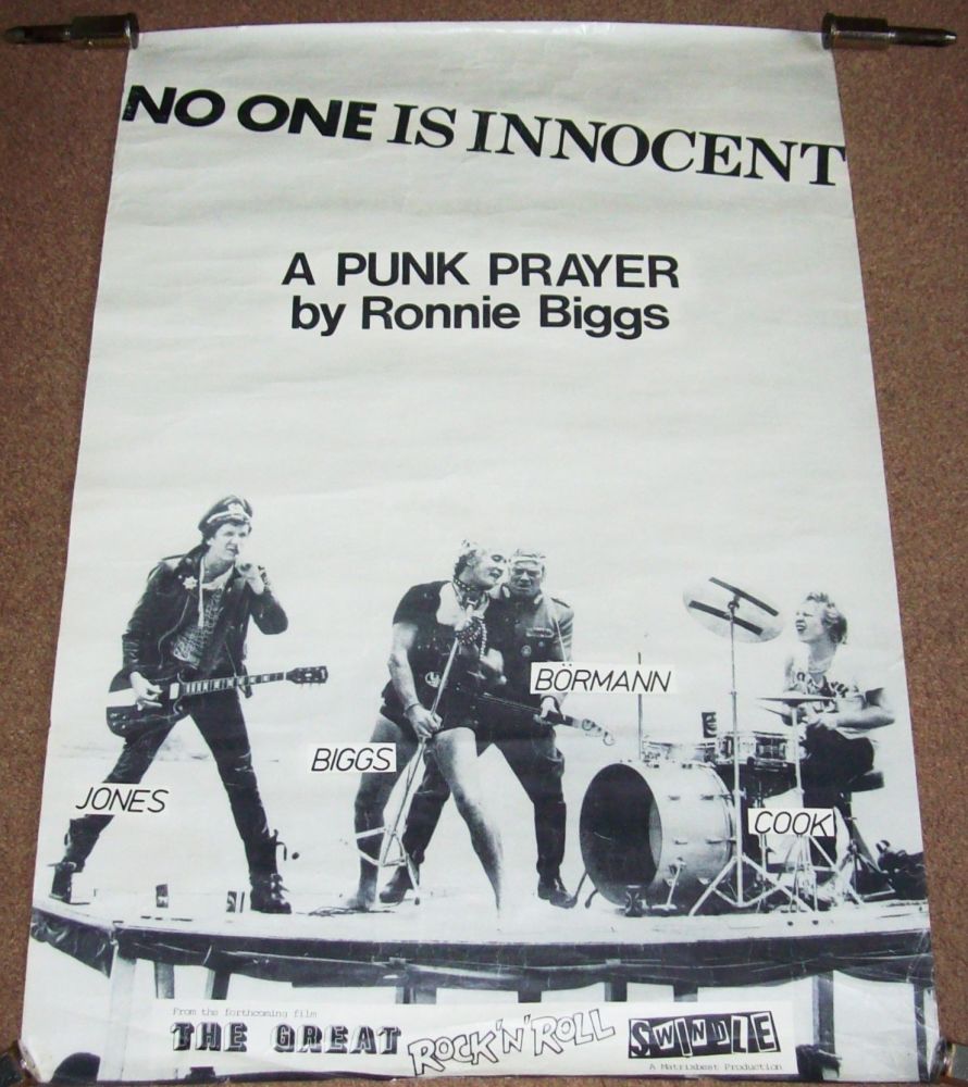 THE SEX PISTOLS UK RECORD COMPANY PROMO POSTER 'NO ONE IS INNOCENT' SINGLE 