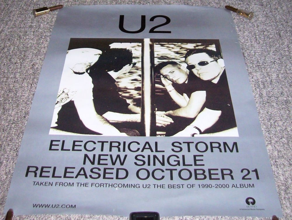 U2 U.K. DOUBLE SIDED RECORD COMPANY PROMO POSTER '‘ELECTRICAL STORM' SINGLE