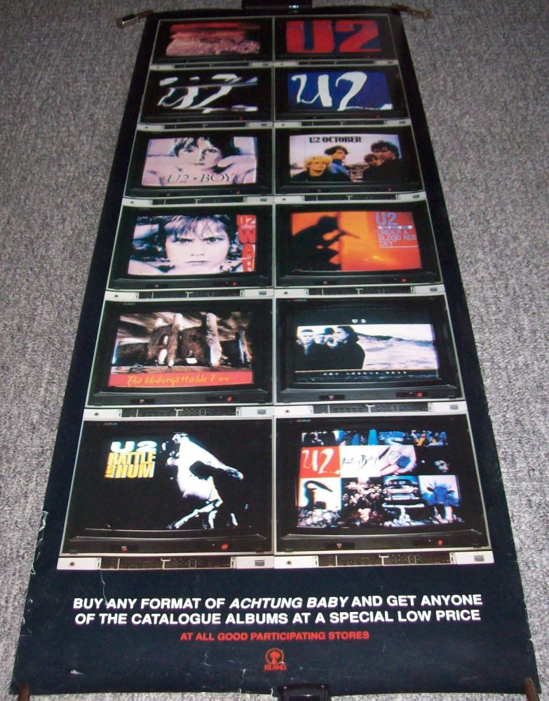U2 UK RECORD COMPANY 'SPECIAL DEAL' PROMO DOOR POSTER 'ACHTUNG BABY' ALBUM 