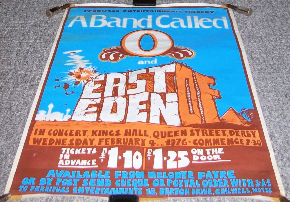 A BAND CALLED O EAST OF EDEN CONCERT POSTER WED 4th FEB 1976 KINGS HALL DER