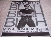 IGGY POP RARE LARGE U.K. RECORD COMPANY PROMO POSTER "BLAH BLAH BLAH" ALBUM 1986