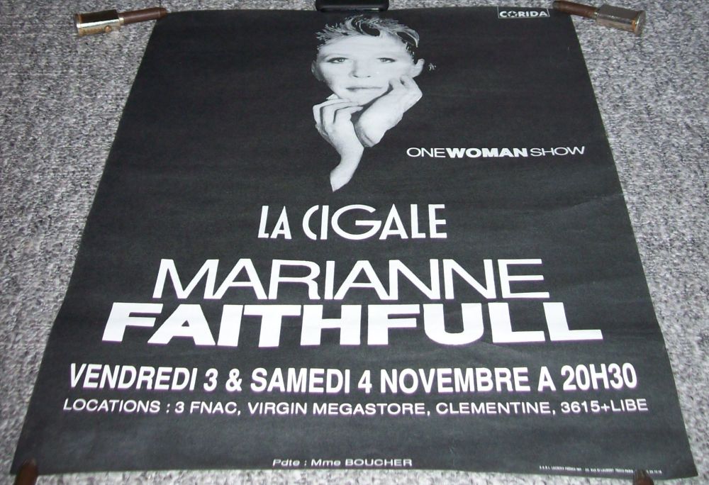 MARIANNE FAITHFULL CONCERTS POSTER ON FRI/SAT 3rd/4th NOVEMBER 1989 PARIS F