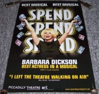 SPEND SPEND SPEND BARBARA DICKSON PROMO POSTER PICCADILLY THEATRE LONDON UK 1999