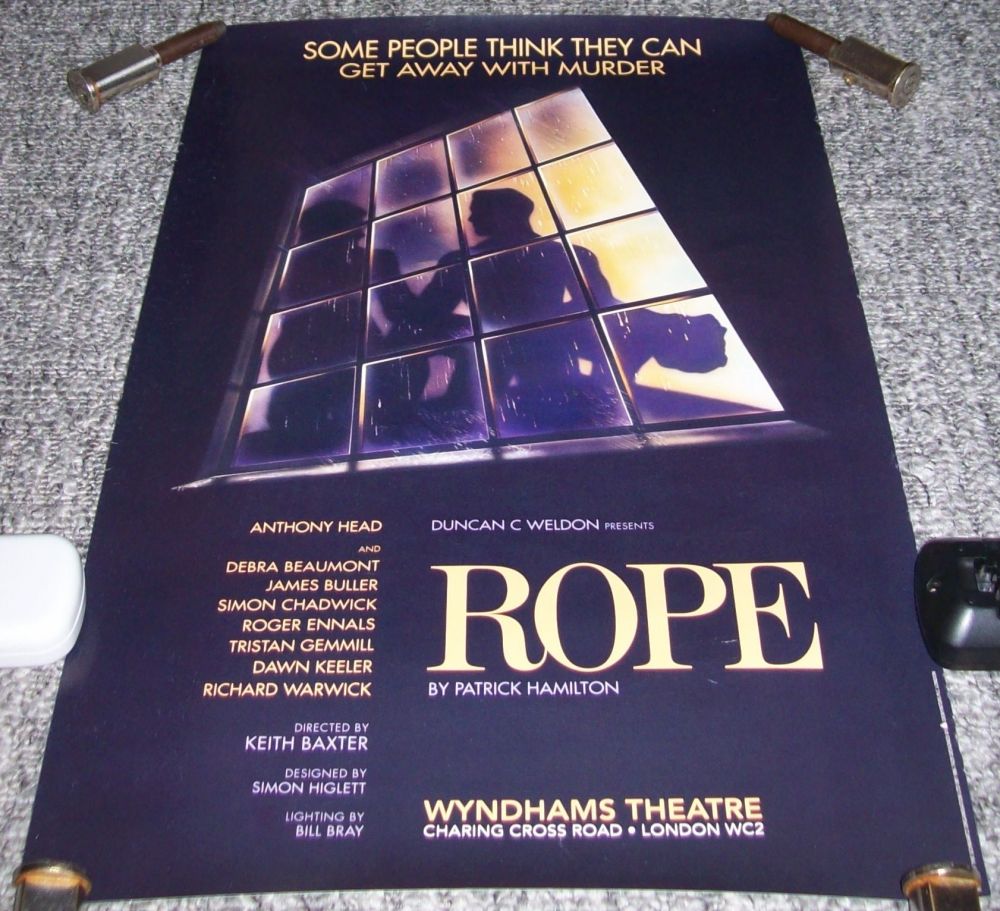 ROPE STUNNING RARE MINT PROMO POSTER FOR THE WYNDHAM'S THEATRE LONDON IN 19