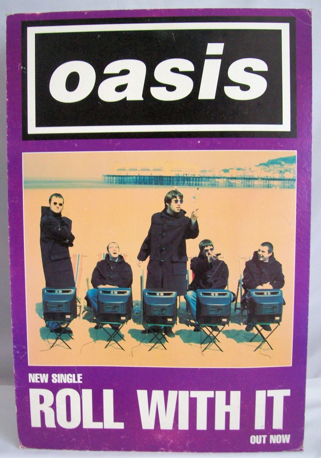 OASIS UK RECORD COMPANY PROMO SHOP DISPLAY STANDEE 'ROLL WITH IT' SINGLE 19