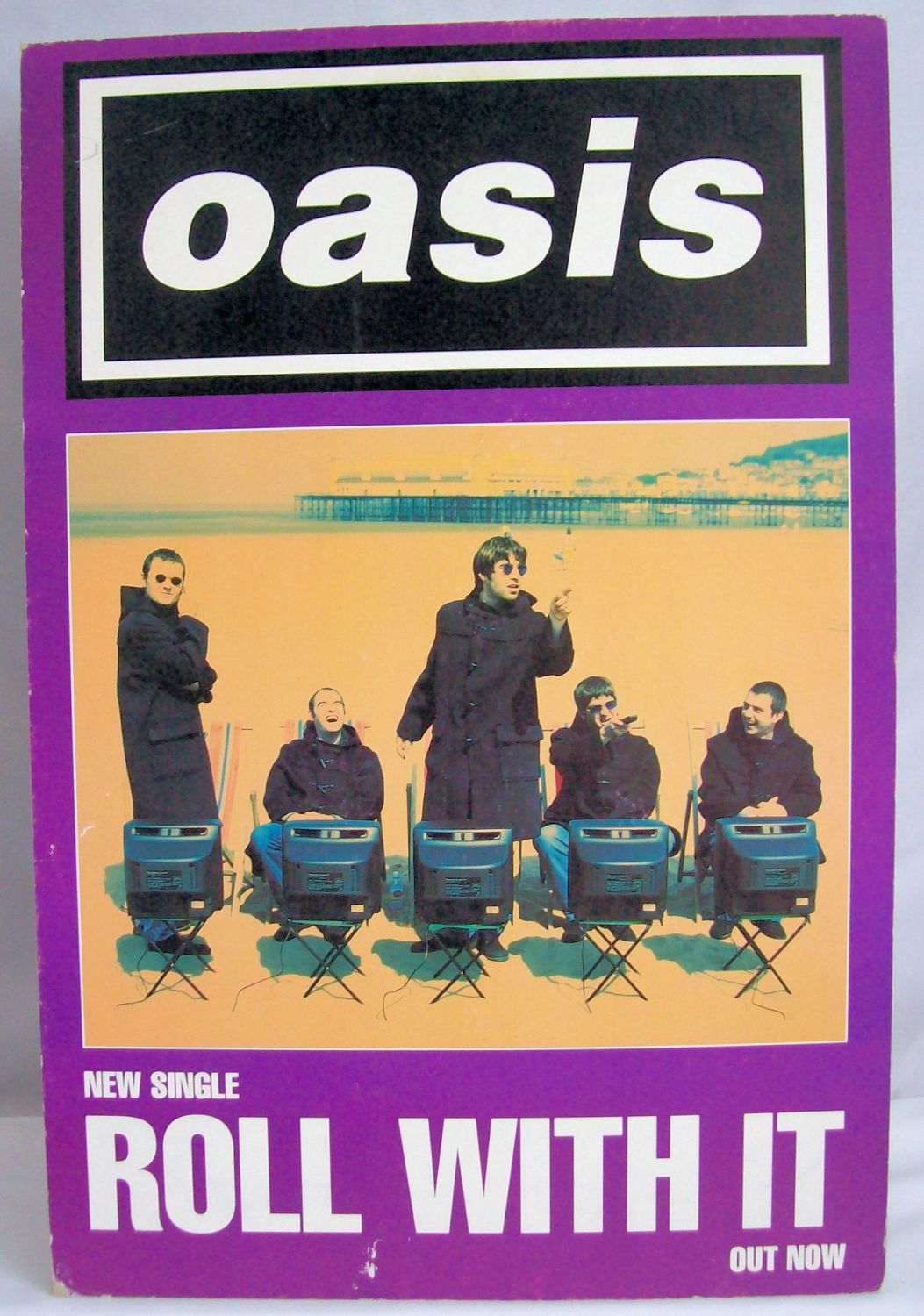 OASIS UK RECORD COMPANY PROMO SHOP DISPLAY STANDEE 'ROLL WITH IT' SINGLE IN