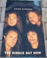 METALLICA LARGE RARE MOUNTED UK REC COM PROMO POSTER 'ENTER SANDMAN' SINGLE 1991