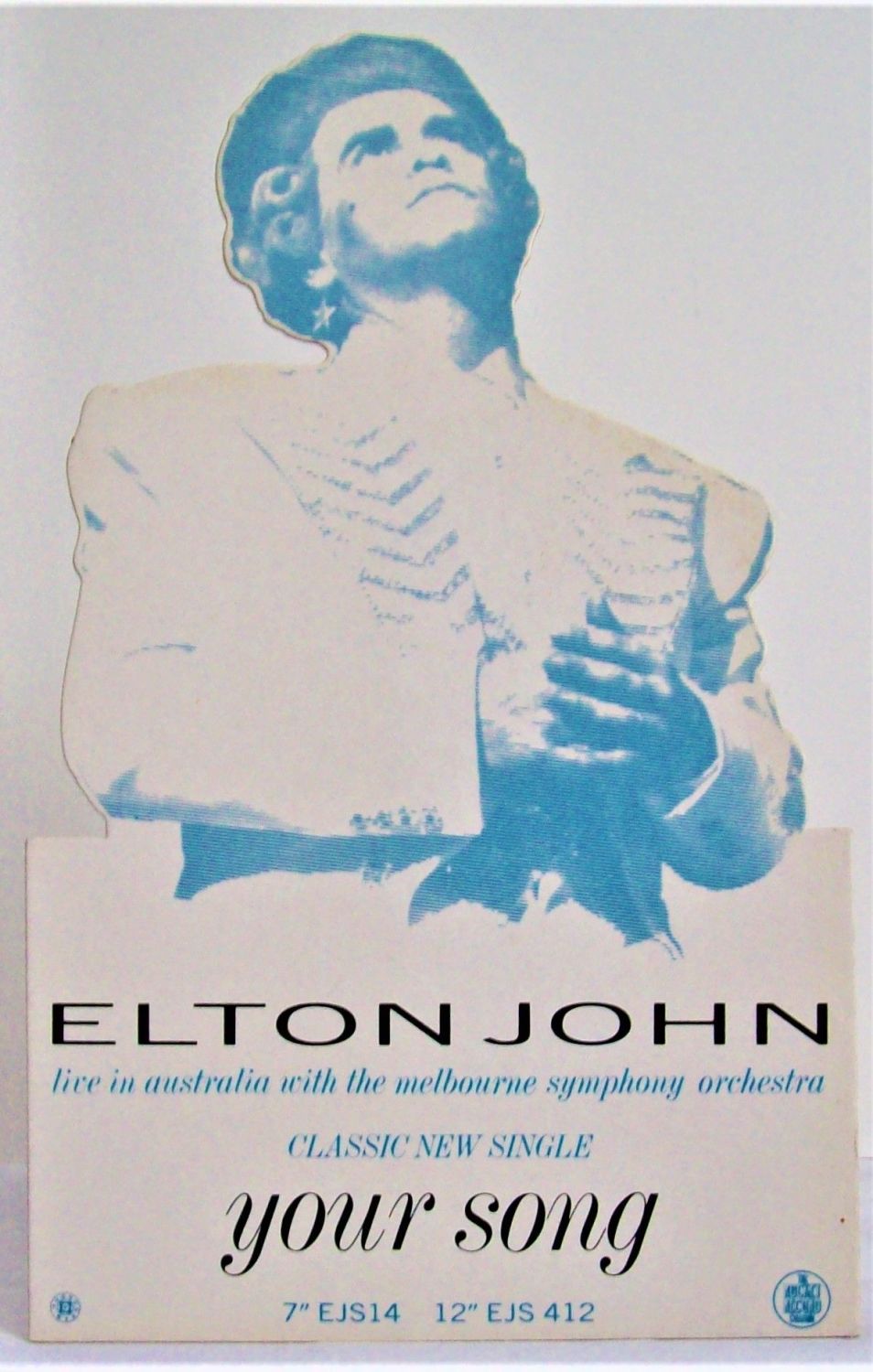 ELTON JOHN UK RECORD COMPANY PROMO SHOP COUNTER STANDEE 'YOUR SONG' SINGLE 