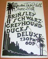 NICK LOWE BRINSLEY SCHWARZ GREYHOUND DUCKS DELUXE CONCERT POSTER JUNE 26th 1972