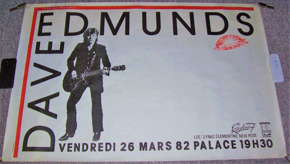 DAVE EDMUNDS CONCERT POSTER FRIDAY 26th MARCH 1982 PALACE THEATRE PARIS FRA