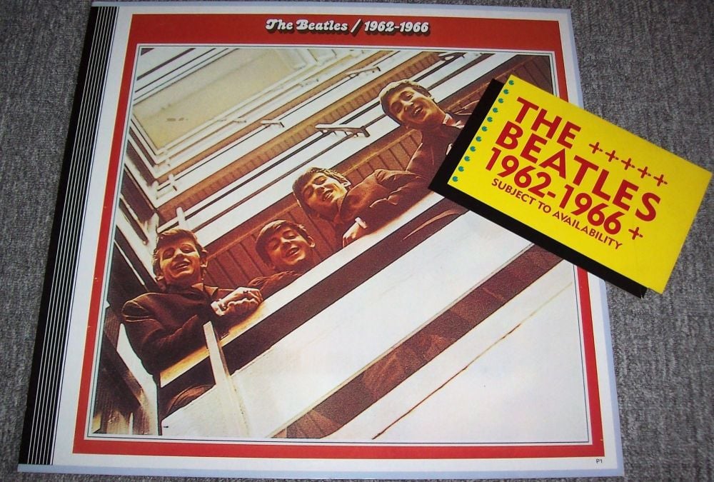 THE BEATLES SUPERB U.K. RECORD COMPANY PROMO SHOP DISPLAY BOARD 'RED ALBUM'