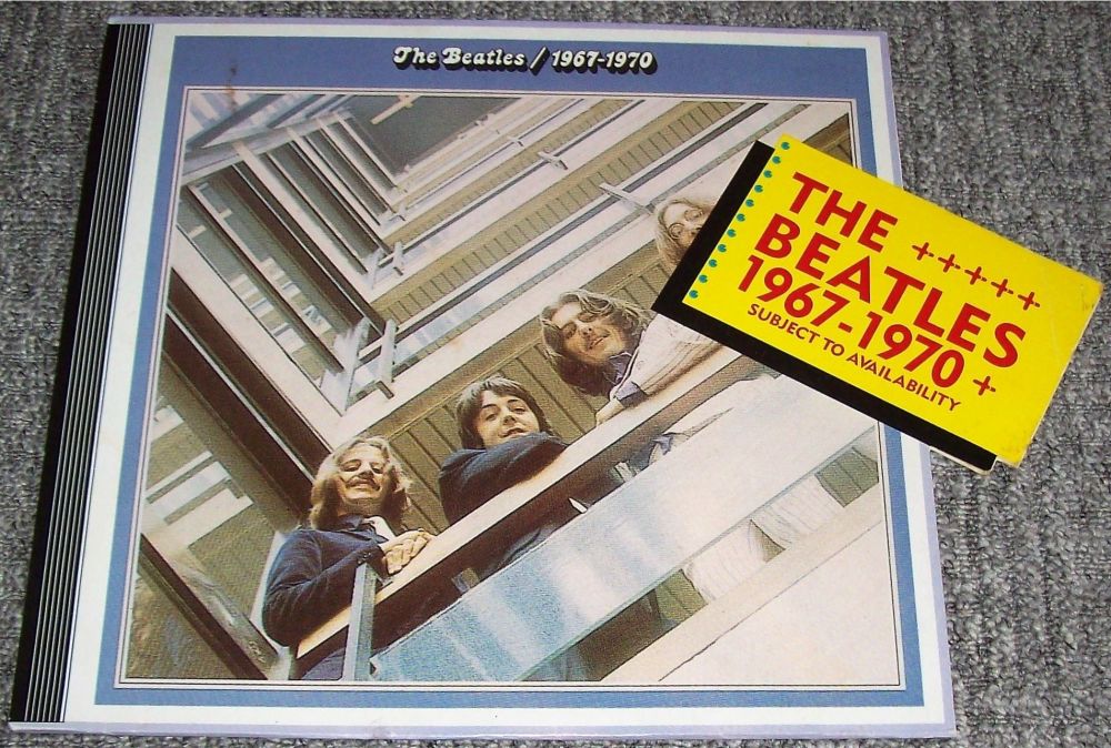 THE BEATLES STUNNING UK DOUBLE SIDED PROMO SHOP DISPLAY BOARD 'BLUE' ALBUM 