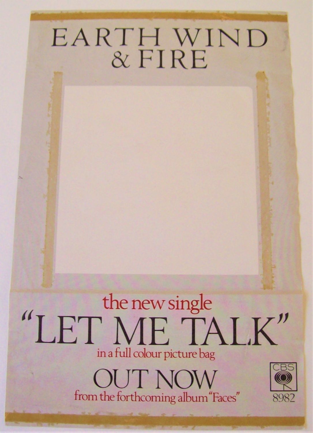 EARTH WIND AND FIRE RECORD COMPANY PROMO WINDOW POSTER SINGLE 'LET ME TALK'