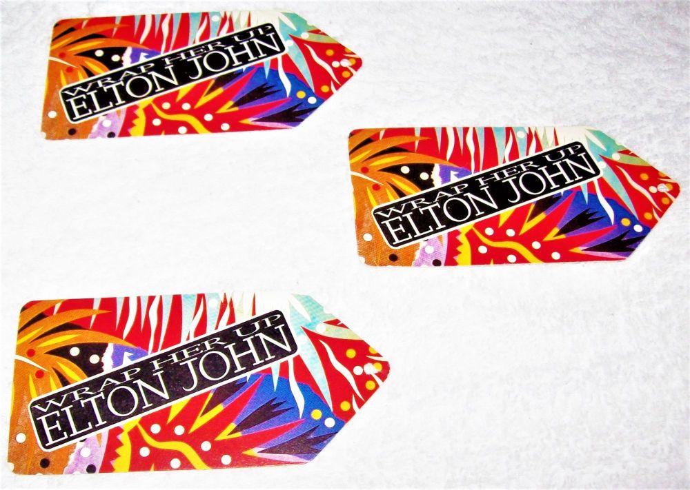 ELTON JOHN U.K. RECORD COMPANY PROMO GIFT TAGS FOR THE SINGLE 'WRAP HER UP'