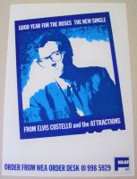 ELVIS COSTELLO U.K. RECORD COMPANY MINI PROMO POSTER 'GOOD YEAR FOR THE ROSES' SINGLE 1981