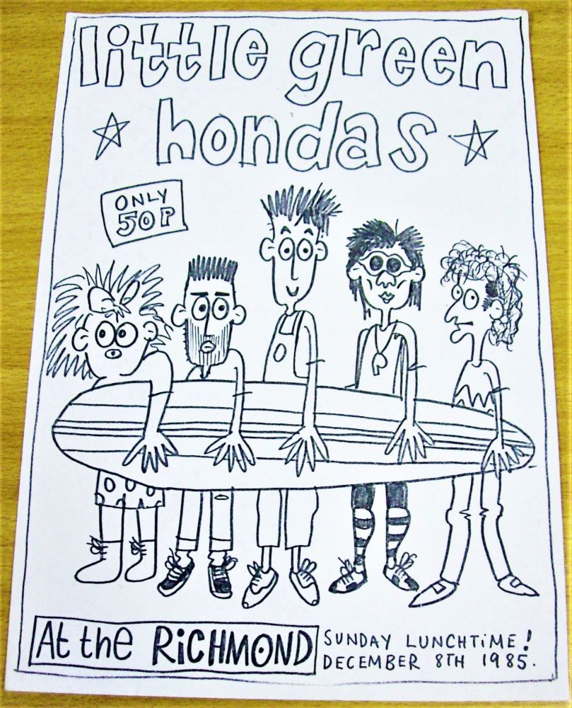 LITTLE GREEN HONDAS CONCERT POSTER SUNDAY 8th DECEMBER 1985 RICHMOND BRIGHT