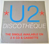 U2 U.K. RECORD COMPANY PROMO SHOP WINDOW POSTER FOR THE SINGLE 'DISCOTHEQUE' IN 1997