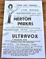 ULTRAVOX M/PARKAS PIRANHAS ATHLETICO SPIZZ RARE CONCERTS FLYER TORQUAY U.K. 1980