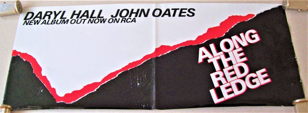 HALL AND OATS U.K. RECORD COMPANY PROMO PLASTIC WINDOW POSTER-BANNER FOR TH