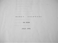 RANDY CRAWFORD ABSOLUTELY STUNNING RARE U.K. TOUR 1981 ROAD CREW ISSUE ITINERARY