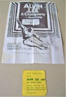 ALVIN LEE & COMPANY CONCERT TICKET & HANDBILL SAT 8th MARCH 1975 UAE NORWICH UK