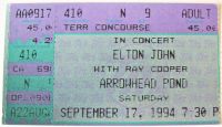 ELTON JOHN RARE CONCERT TICKET SAT 17th SEPT ARROWHEAD POND ANAHEIM U.S.A. 1994 