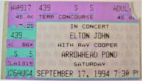ELTON JOHN RARE CONCERT TICKET SAT 17th SEPT ARROWHEAD POND ANAHEIM U.S.A. 1994 