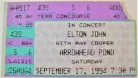 ELTON JOHN RARE CONCERT TICKET SAT 17th SEPT ARROWHEAD POND ANAHEIM U.S.A. 1994 