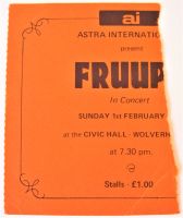 FRUUPP RARE CONCERT TICKET FOR SUNDAY 1st FEBRUARY 1976 WOLVERHAMPTON CIVIC HALL