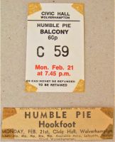 HUMBLE PIE CONCERT TICKET AND ADVERT MON 21st FEB 1972 WOLVERHAMPTON CIVIC HALL