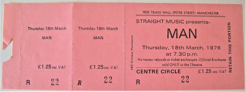 MAN STUNNING UNUSED COMPLETE CONCERT TICKET THURSDAY 18th MARCH MANCHESTER 