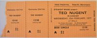 TED NUGENT RARE UNUSED CONCERT TICKET WEDNESDAY 23rd FEBRUARY 1977 MANCHESTER UK