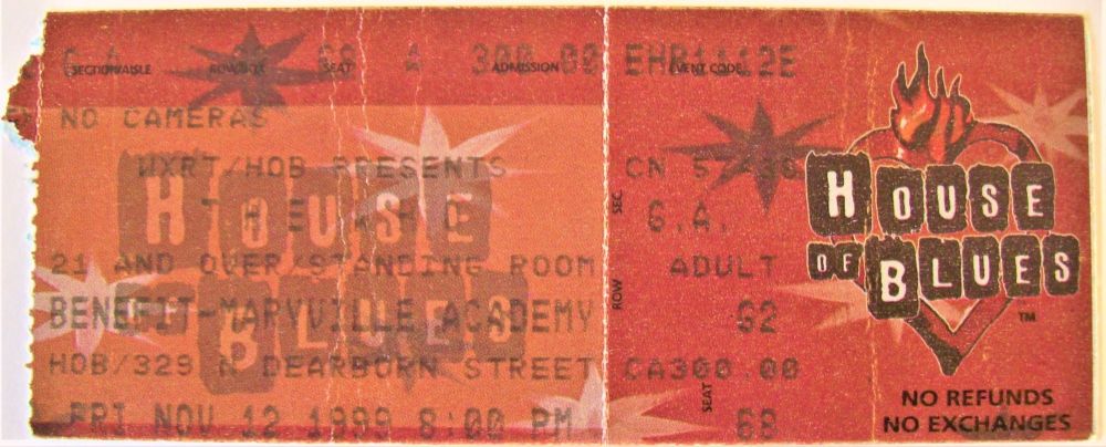 THE WHO RARE CONCERT TICKET FRIDAY 12th NOVEMBER 1999 HOUSE OF BLUES CHICAG