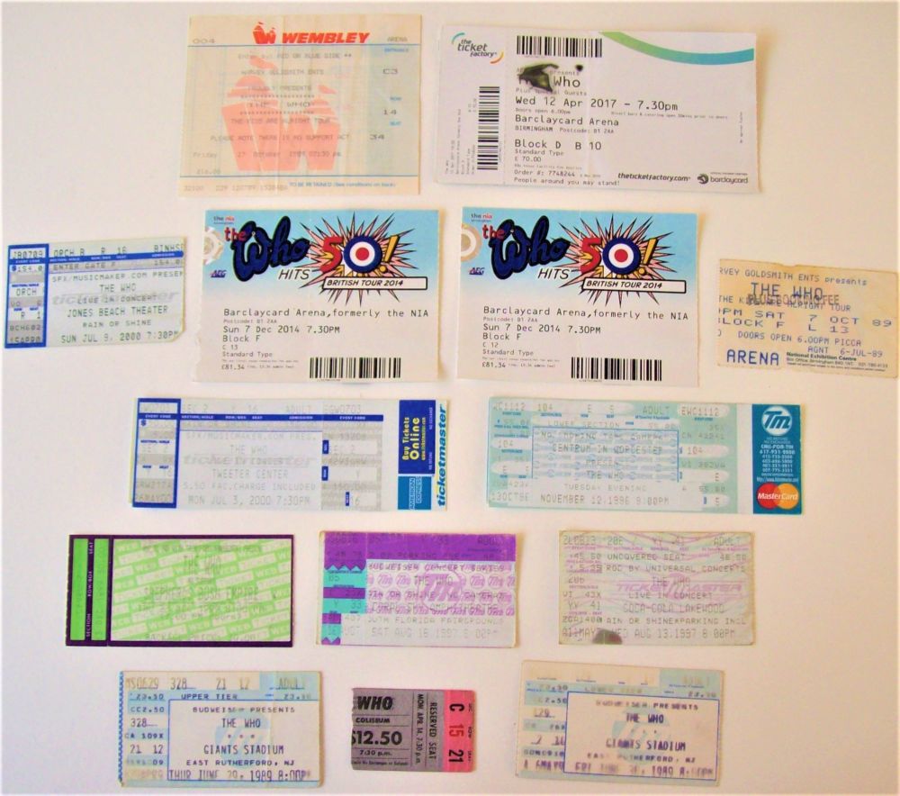 THE WHO ABSOLUTELY STUNNING & RARE X 14 CONCERT TICKETS COLLECTION 1980 TO 
