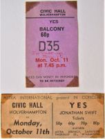 YES JONATHAN SWIFT CONCERT TICKET & ADVERT MON 11th OCT 1971 WOLVERHAMPTON CIVIC