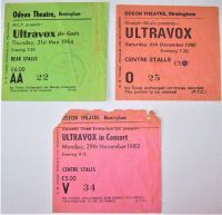 ULTRAVOX SUPERB CONCERT TICKETS X 3 1980-1982-1984 ODEON THEATRE BIRMINGHAM U.K.