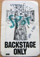 BLACK SABBATH ROAD CREW BACKSTAGE PASS 2nd JANUARY 1982 HAMMERSMITH ODEON U.K.