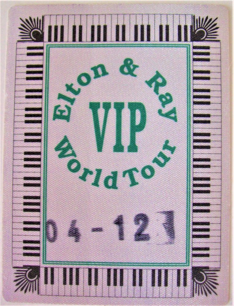 ELTON JOHN RARE VIP GREEN CLOTH CONCERT PASS 'ELTON & RAY' WORLD TOUR 1993 