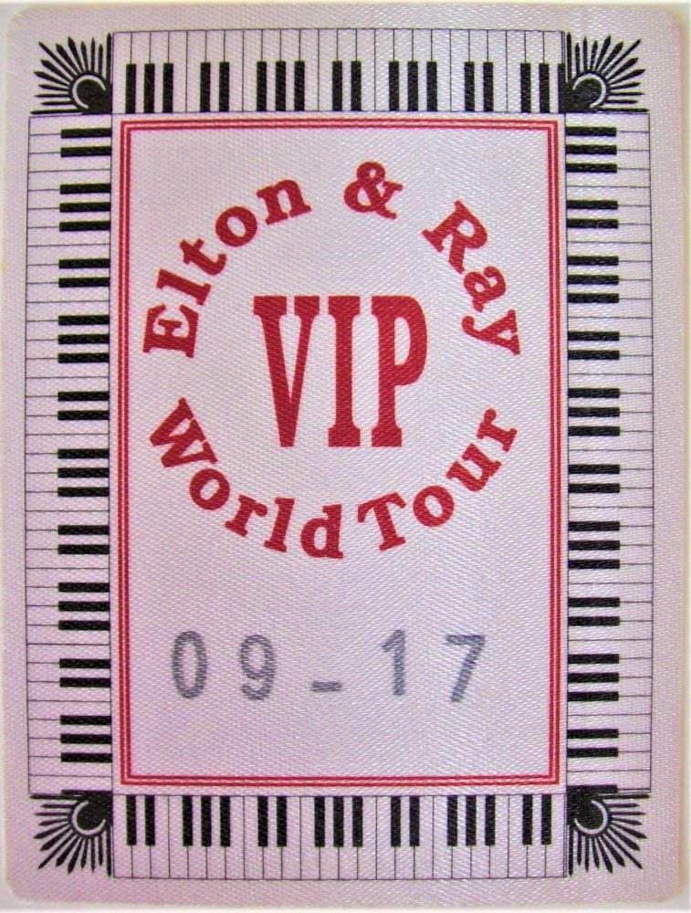 ELTON JOHN RARE RED CLOTH VIP CONCERT PASS 'ELTON & RAY' WORLD TOUR 1993 09