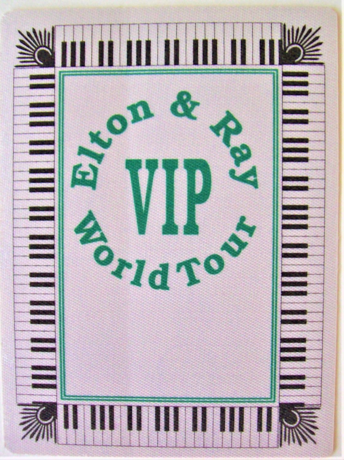 ELTON JOHN RARE VIP GREEN CLOTH CONCERT PASS 'ELTON & RAY' WORLD TOUR IN 19