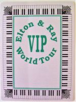 ELTON JOHN RARE VIP GREEN CLOTH CONCERT PASS 'ELTON & RAY' WORLD TOUR IN 1993