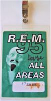 R.E.M. ROAD CREW ISSUE AAA CONCERT LAMINATE 17th JUNE 1995 GREAT WOODS MA U.S.A.