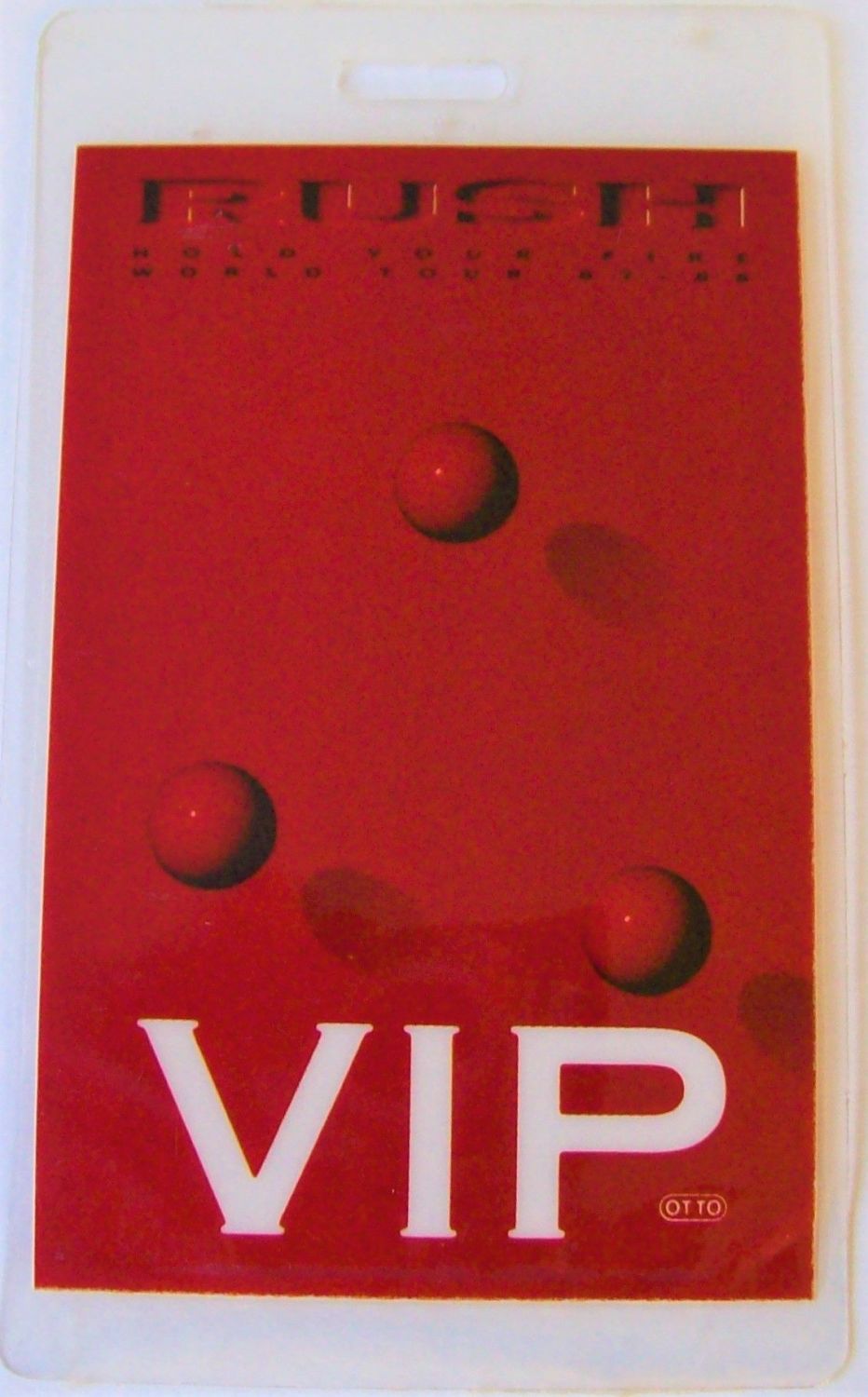 RUSH FABULOUS ROAD CREW ISSUE VIP LAMINATE 'HOLD YOUR FIRE' WORLD TOUR 1987