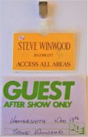 STEVE WINWOOD ROAD CREW ISSUE AAA LAMINATE & GUEST PASS U.K. GIG 13th JULY 1983