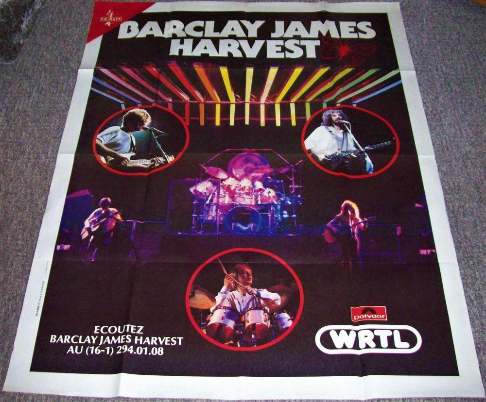 BARCLAY JAMES HARVEST SUPERB RARE LARGE FRENCH RECORD COMPANY PROMO POSTER 