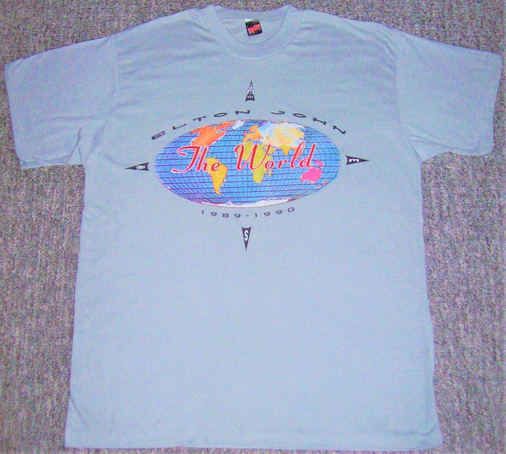 ELTON JOHN ABSOLUTELY STUNNING CONCERTS T-SHIRT FOR THE WORLD TOUR IN 1989-