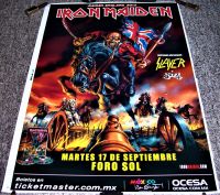 IRON MAIDEN SLAYER GHOST CONCERT POSTER TUESDAY 17th SEPT 2013 FORO SOL MEXICO