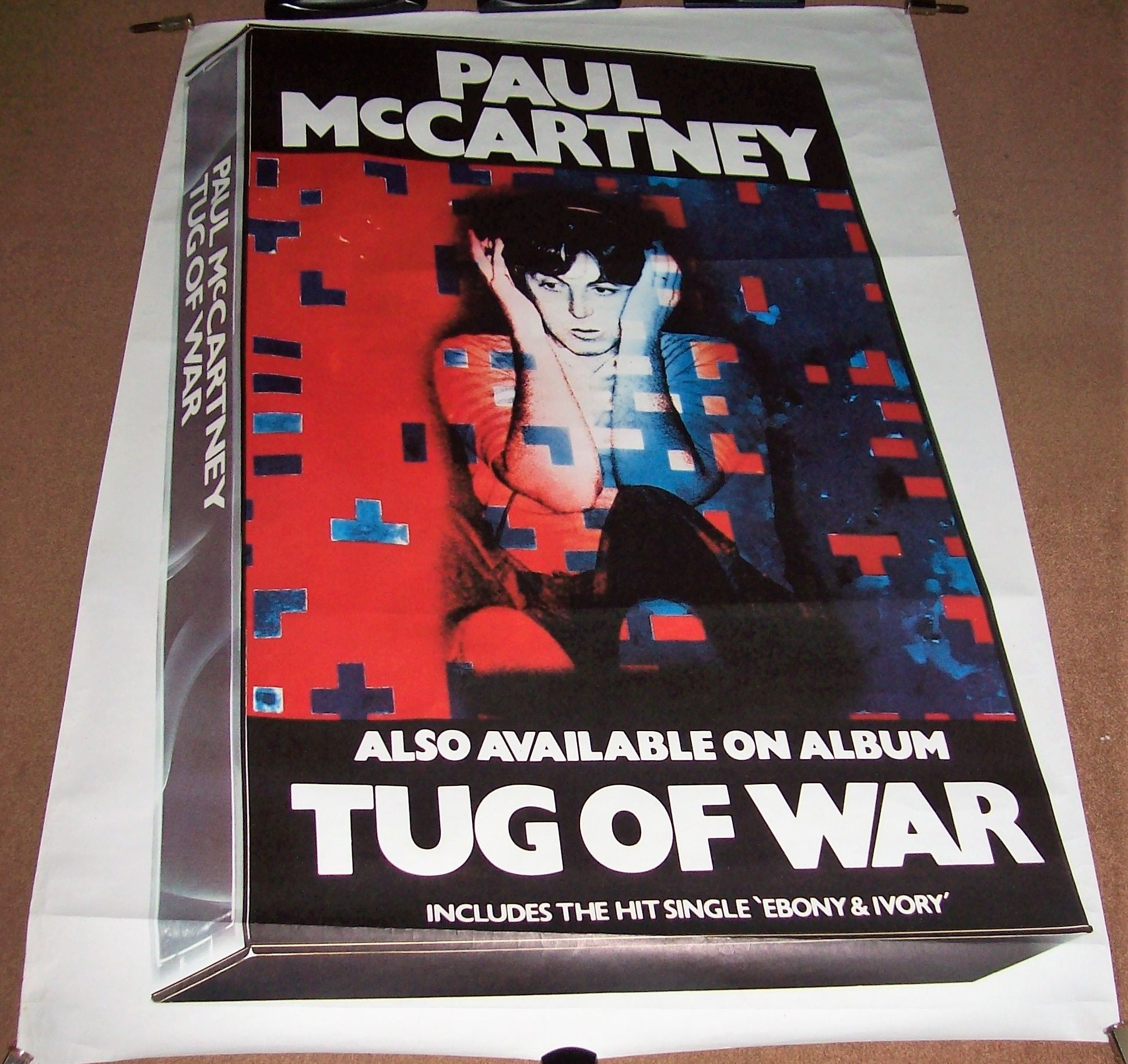 THE BEATLES PAUL McCARTNEY UK RECORD COMPANY PROMO POSTER 'TUG OF WAR' ALBU